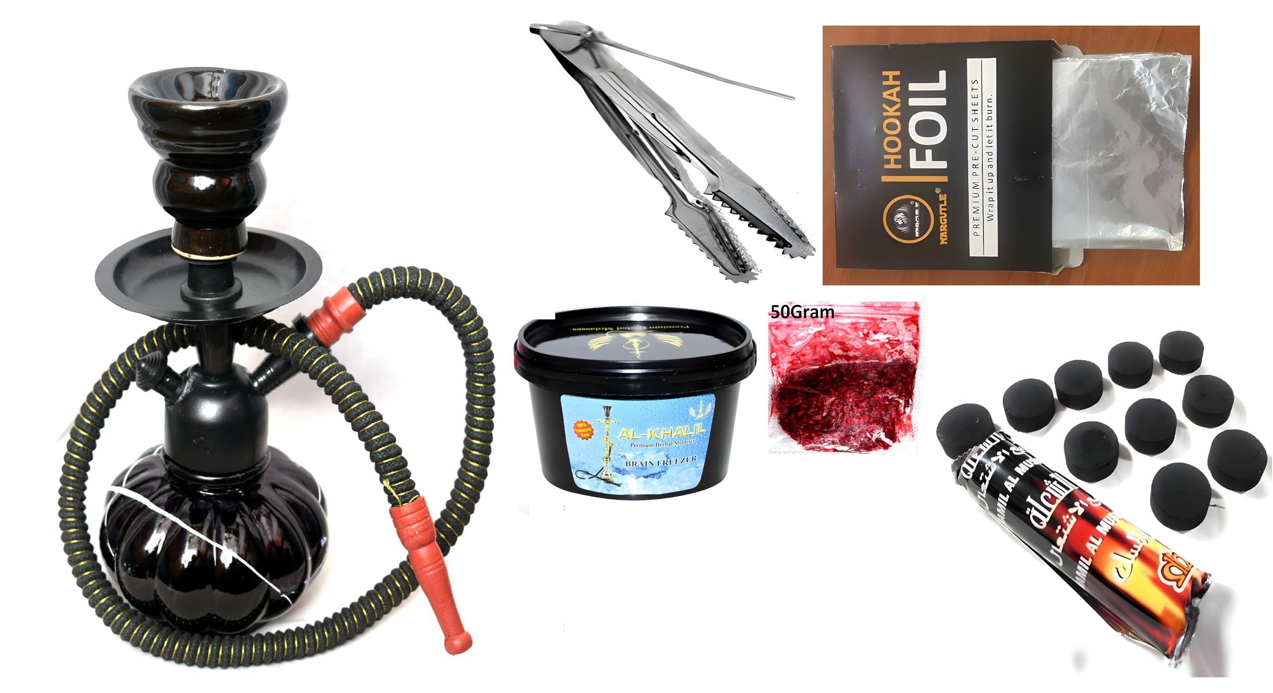 Shisha, raw tobacco and accessories